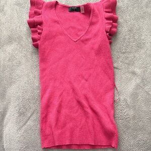 Tahari Pink Ruffle-Sleeve Knit Tank